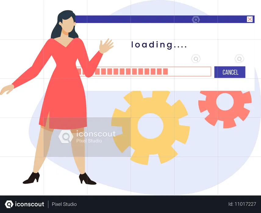 Mulher esperando o carregamento do site  Ilustração