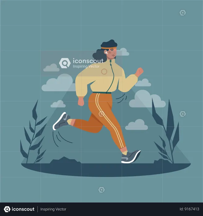 A mulher está fazendo jogging  Ilustração