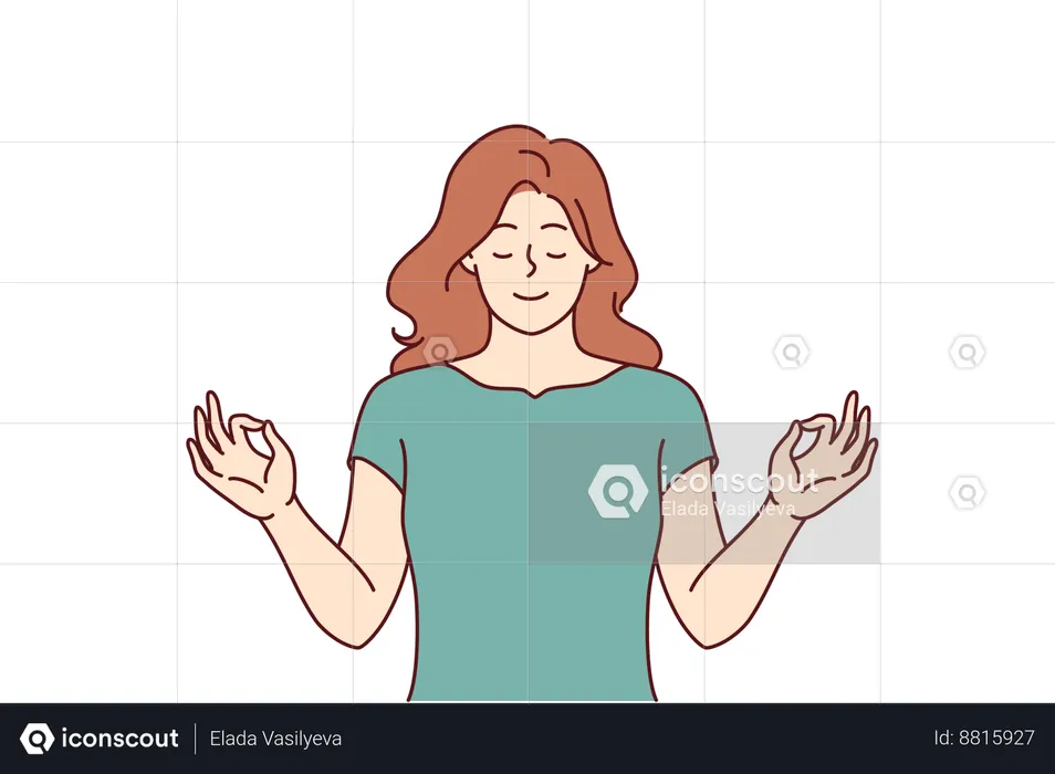 Mulher está em pose de meditação  Ilustração