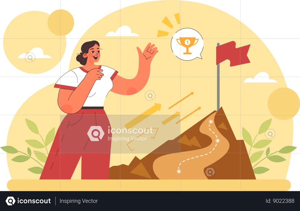 A mulher está encontrando o caminho para o sucesso  Ilustração