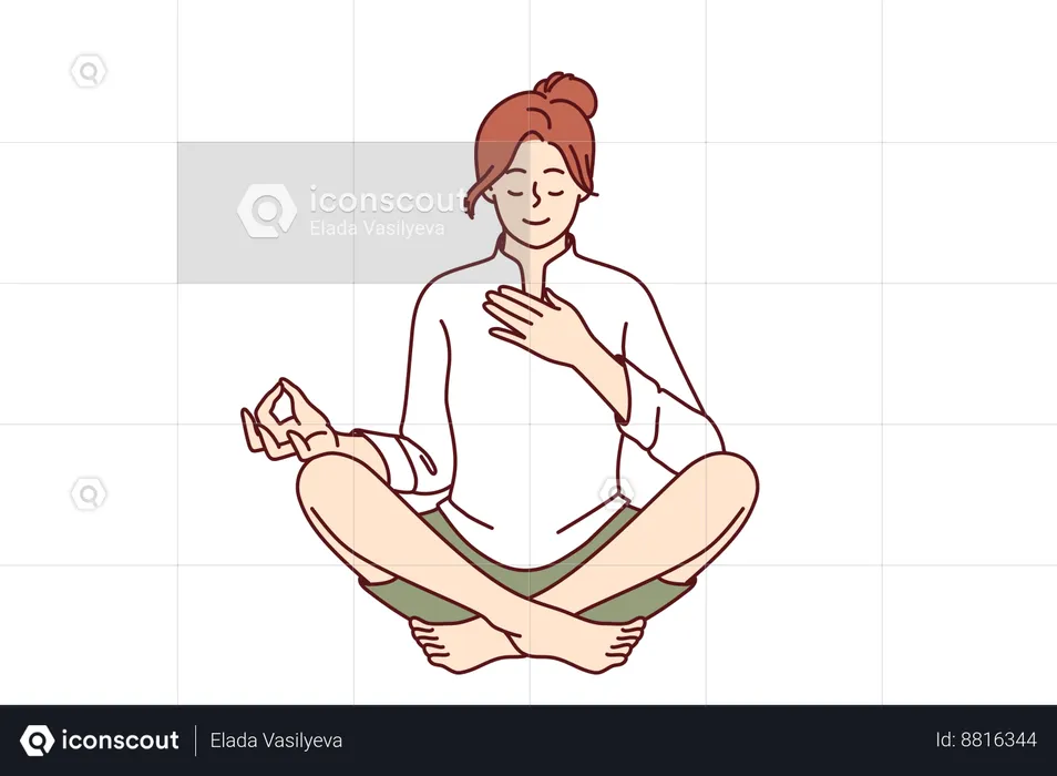 A mulher está meditando  Ilustração