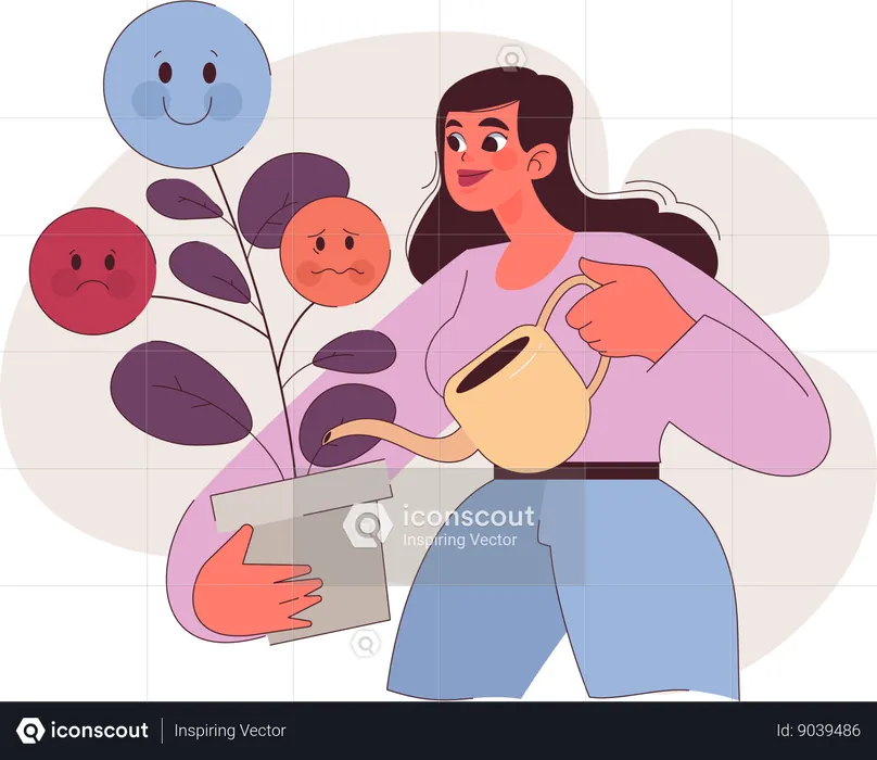 A mulher está tentando fazer o equilíbrio emocional  Ilustração