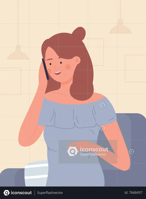 Mulher falando ao telefone  Ilustração