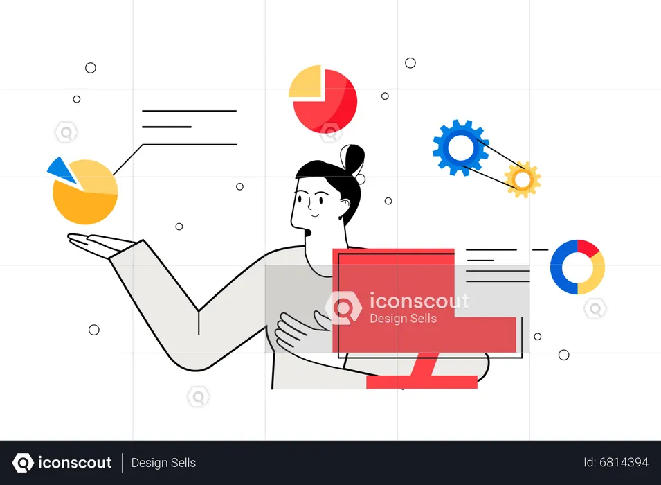 Mulher fazendo análise  Ilustração