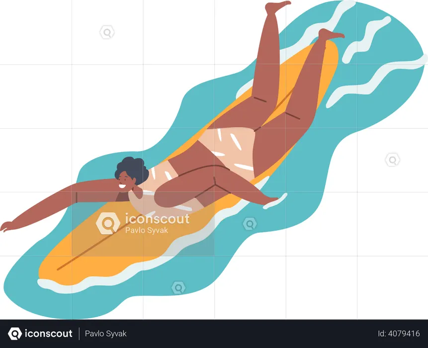 Mulher fazendo atividade de surf  Ilustração