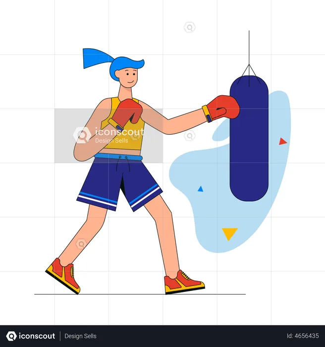 Mulher fazendo boxe  Ilustração