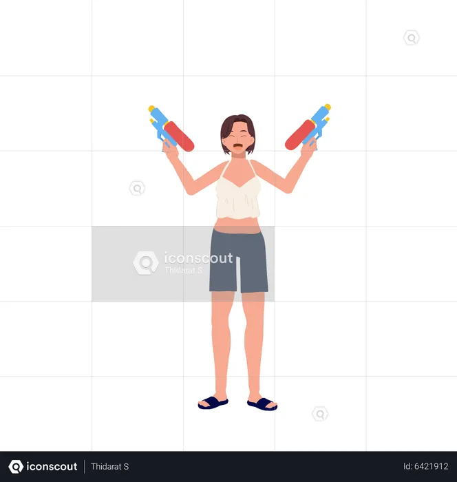 Mulher fazendo celebração songkran  Ilustração