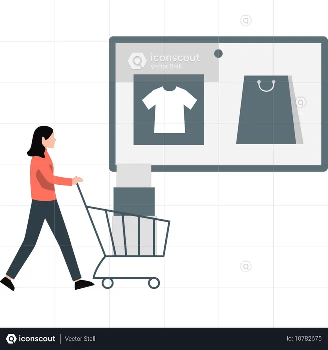 Mulher fazendo compras on-line  Ilustração