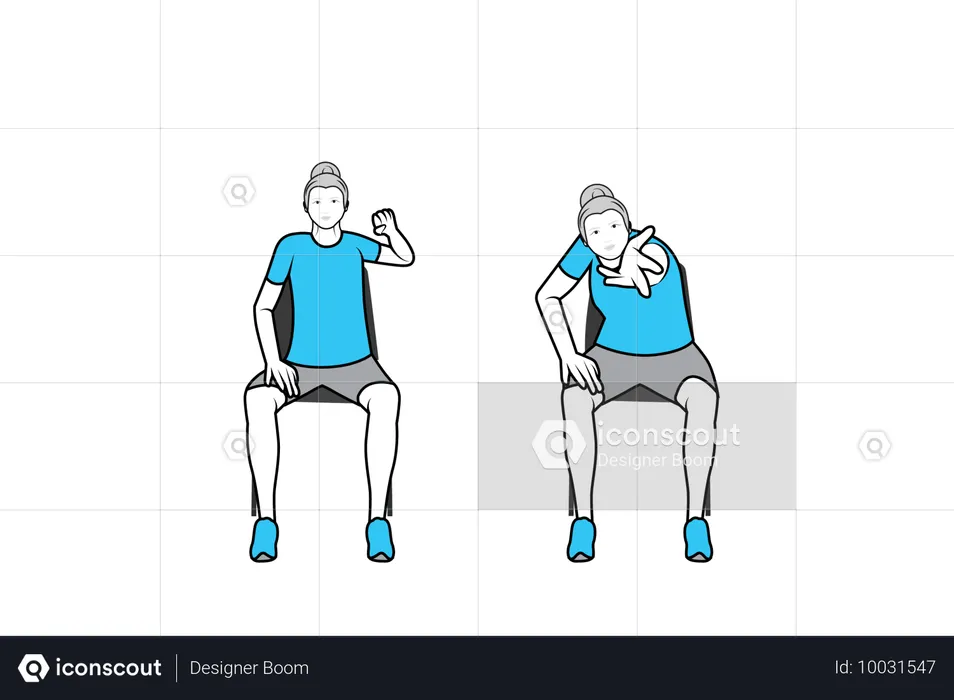 Mulher fazendo exercícios para treinamento muscular  Ilustração