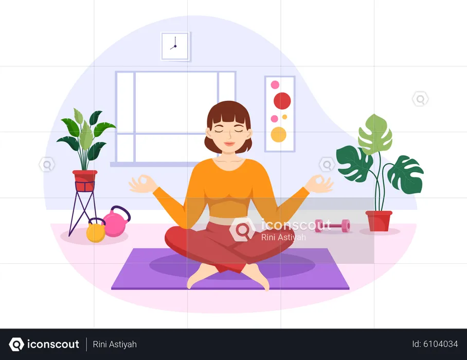 Mulher fazendo yoga asana  Ilustração