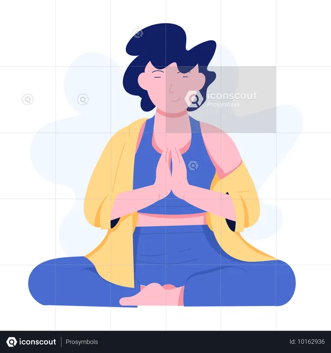 Mulher fazendo terapia de yoga  Ilustração