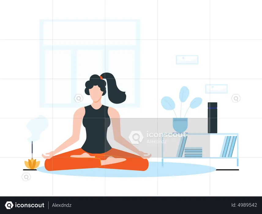 Mulher fazendo meditação  Ilustração