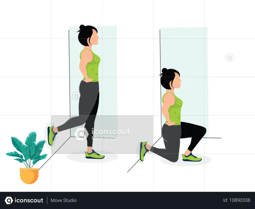 Mulher fazendo Wall Bulgarian Split Squat  Ilustração