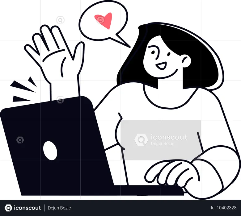 Mulher fazendo romance online  Ilustração