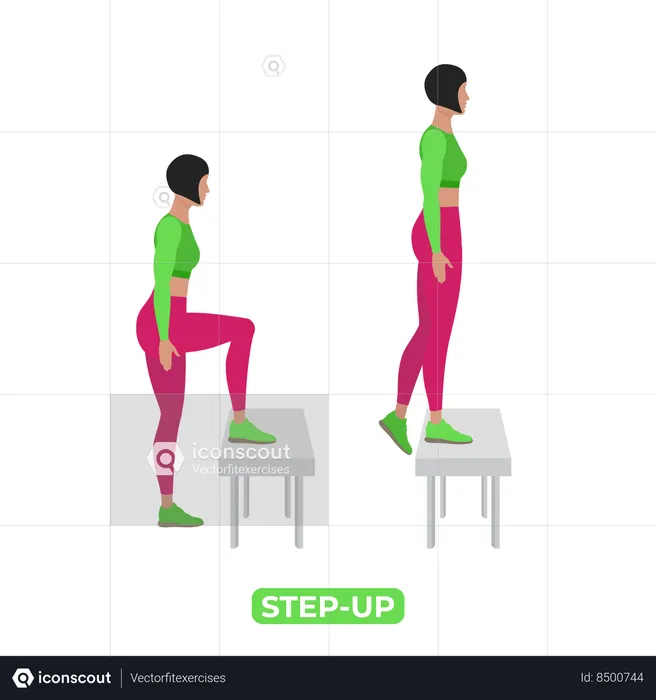 Mulher fazendo step up  Ilustração