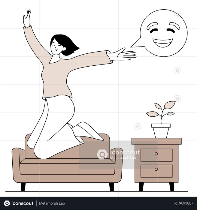 Mulher feliz Emoji Ilustração