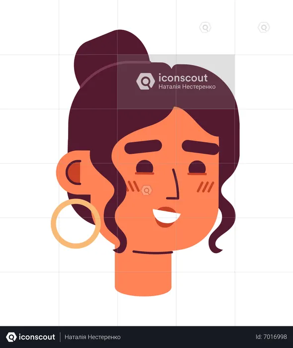 Mulher feliz usando argolas  Ilustração