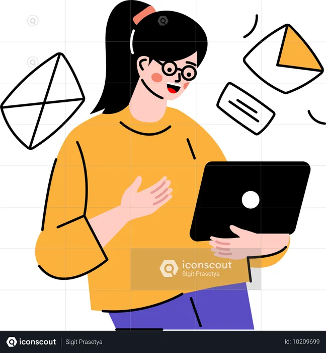 Freelancer respondendo e-mails  Ilustração