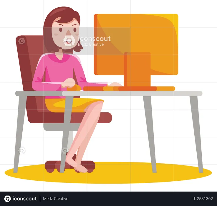 Mulher freelancer trabalhando no laptop  Ilustração