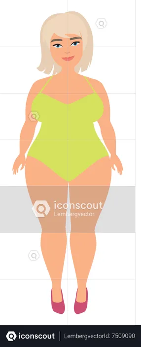 Mulher gorda em traje de banho  Ilustração