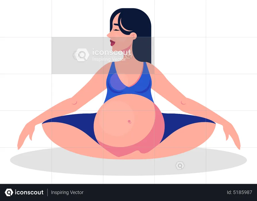 Mulher grávida fazendo ioga  Ilustração