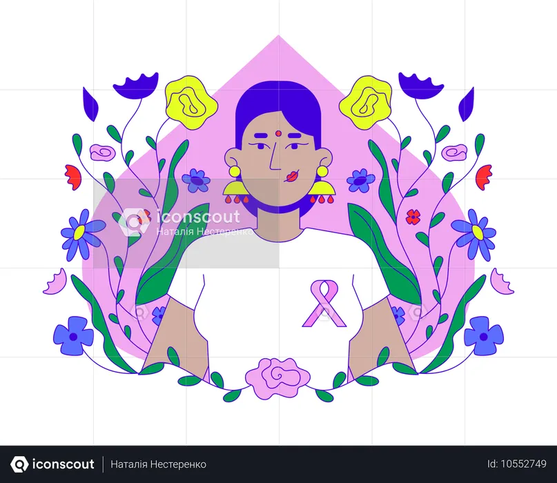 Mulher hindu promove conscientização sobre câncer de mama  Ilustração