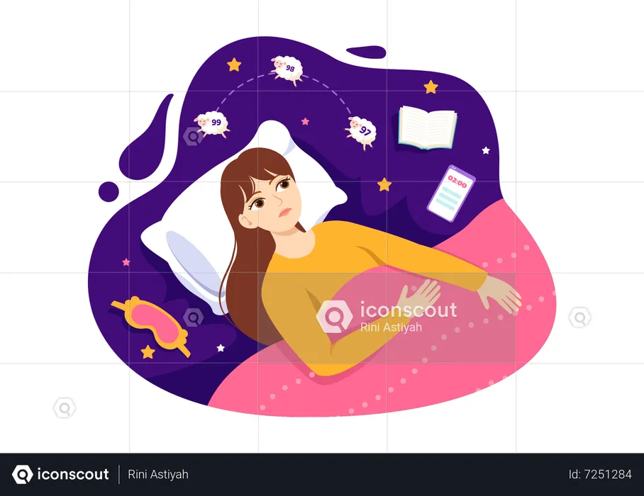 Mulher incapaz de dormir  Ilustração