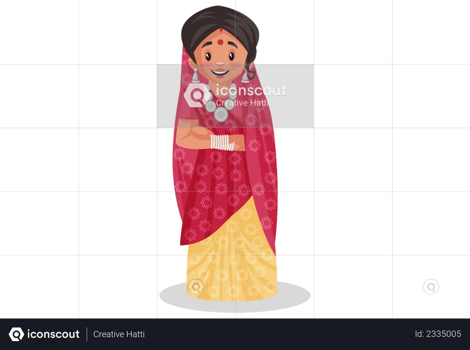 Mulher indiana do Rajastão em pé  Ilustração