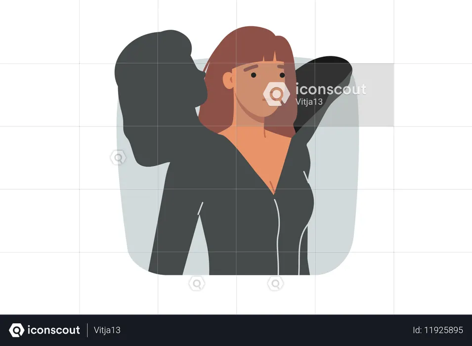 Mulher introvertida se esconde atrás de uma concha para evitar sofrimento psicológico  Ilustração
