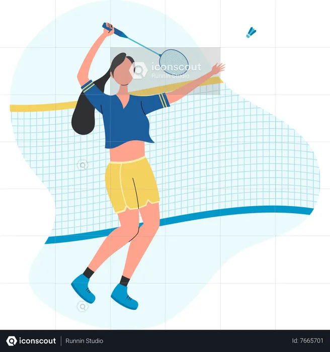 Mulher jogando badminton  Ilustração