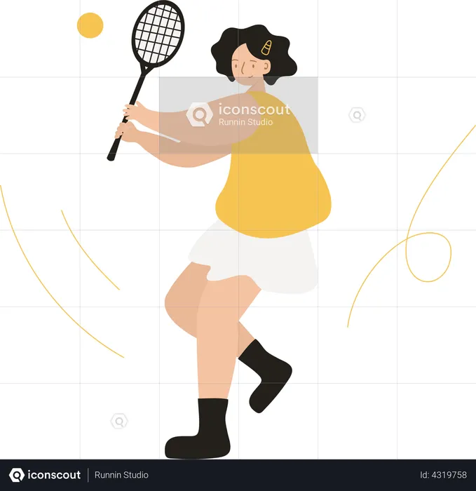 Mulher jogando tênis  Ilustração