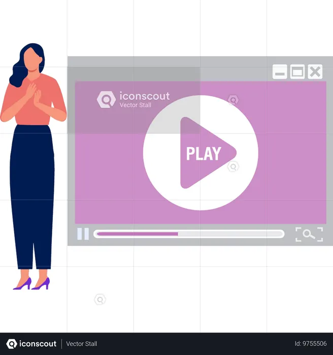 Mulher reproduzindo vídeo no LCD  Ilustração