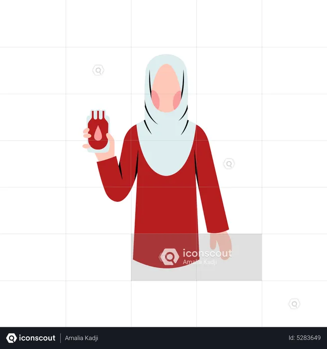 Mulher Muçulmana Doando Sangue  Ilustração