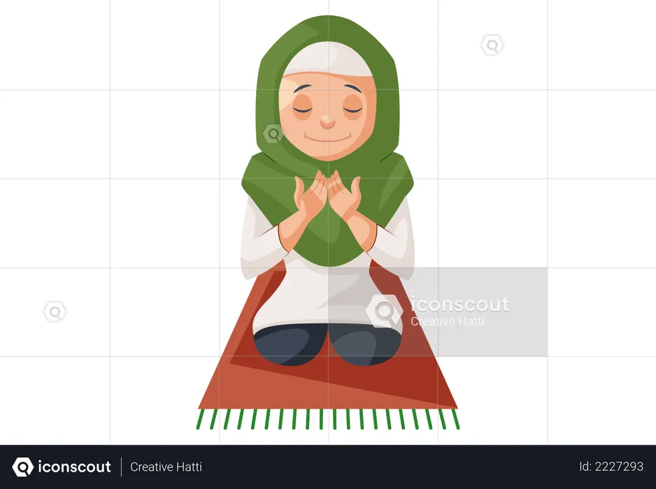 Mulher muçulmana rezando namaz  Ilustração