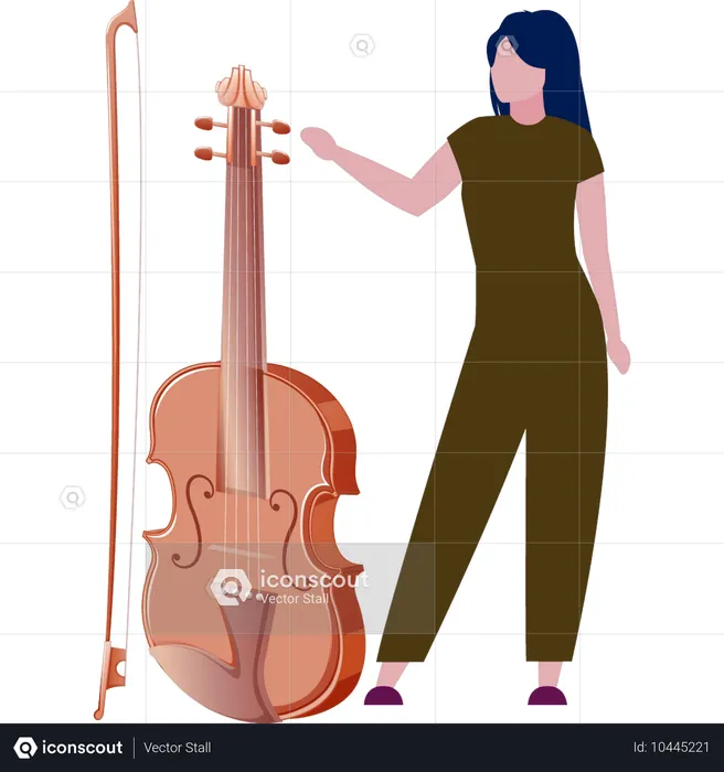 Mulher olhando violino  Ilustração