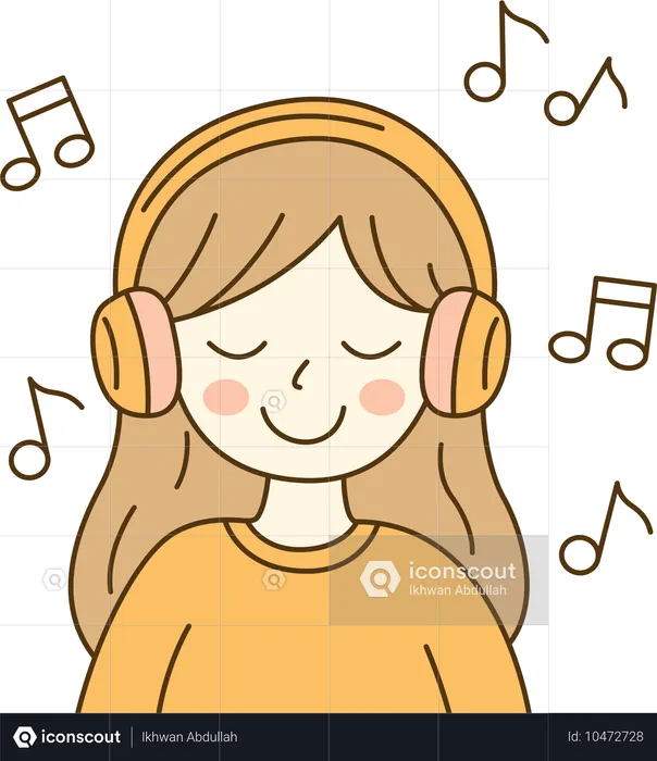 Música feminina ouvindo  Ilustração