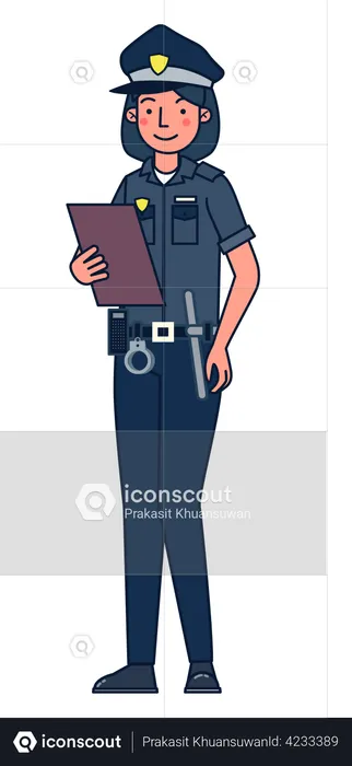 Policial feminina  Ilustração