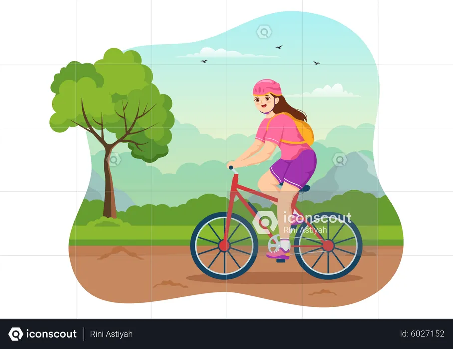 Mulher praticando mountain bike  Illustration