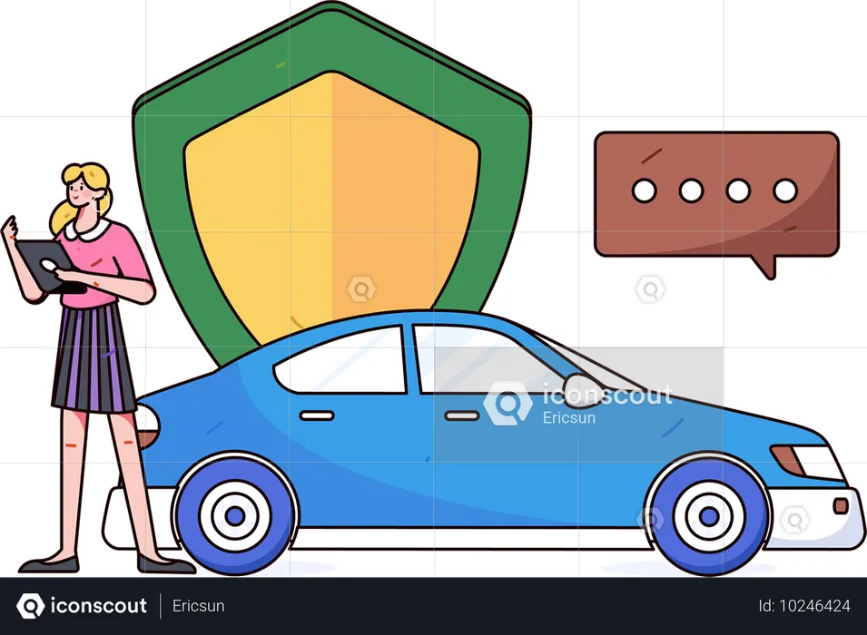 Mulher procura segurança no carro  Ilustração