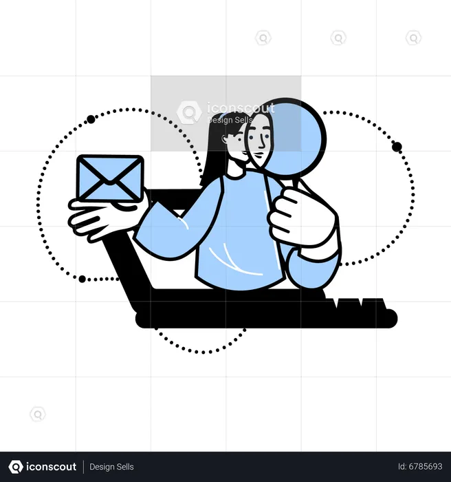 Mulher procurando por e-mail  Ilustração