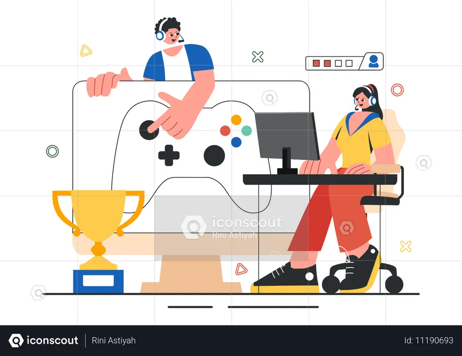 Mulher se torna vencedora em torneio de jogos de e-sports  Ilustração