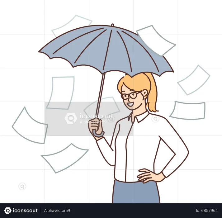 Mulher segurando guarda-chuva  Ilustração