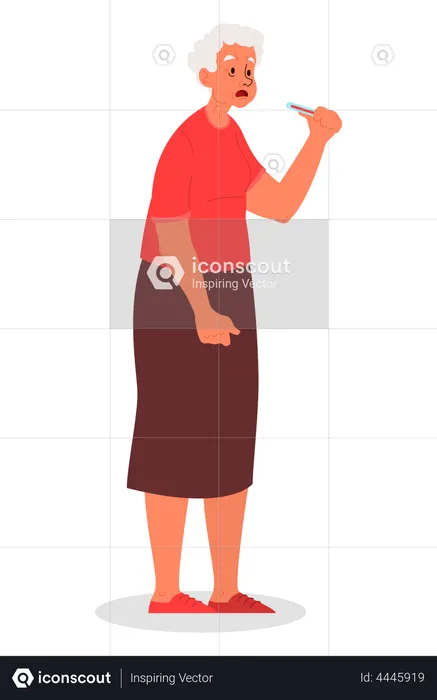Mulher sênior sente frio  Ilustração