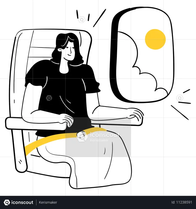 Mulher sentada na Cabine Comfort  Ilustração