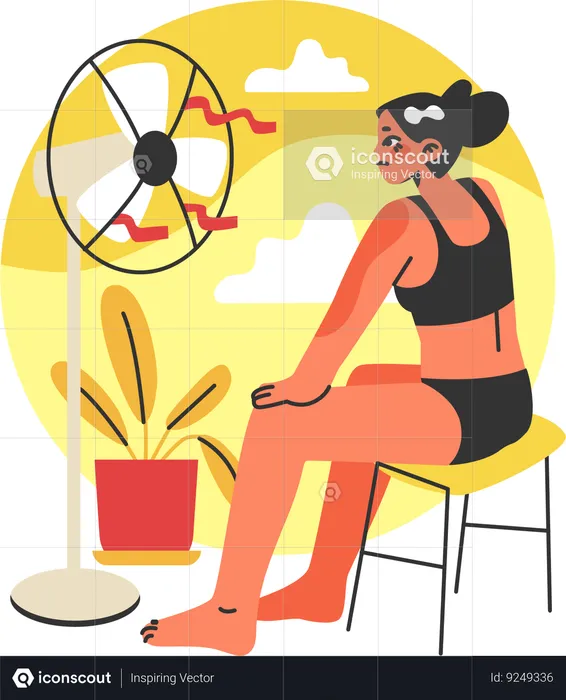 Mulher que sofre de calor  Ilustração