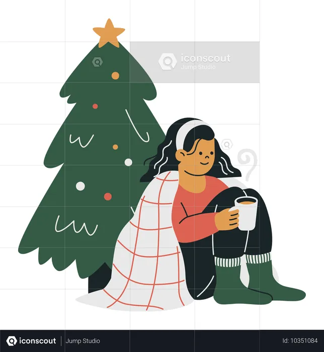 Mulher solitária durante o Natal  Ilustração