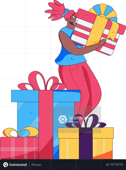 Mulher tendo oferta de compras  Ilustração