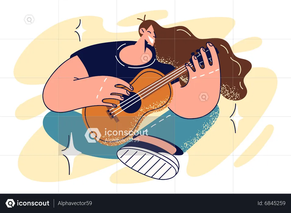 Mulher tocando violão  Ilustração