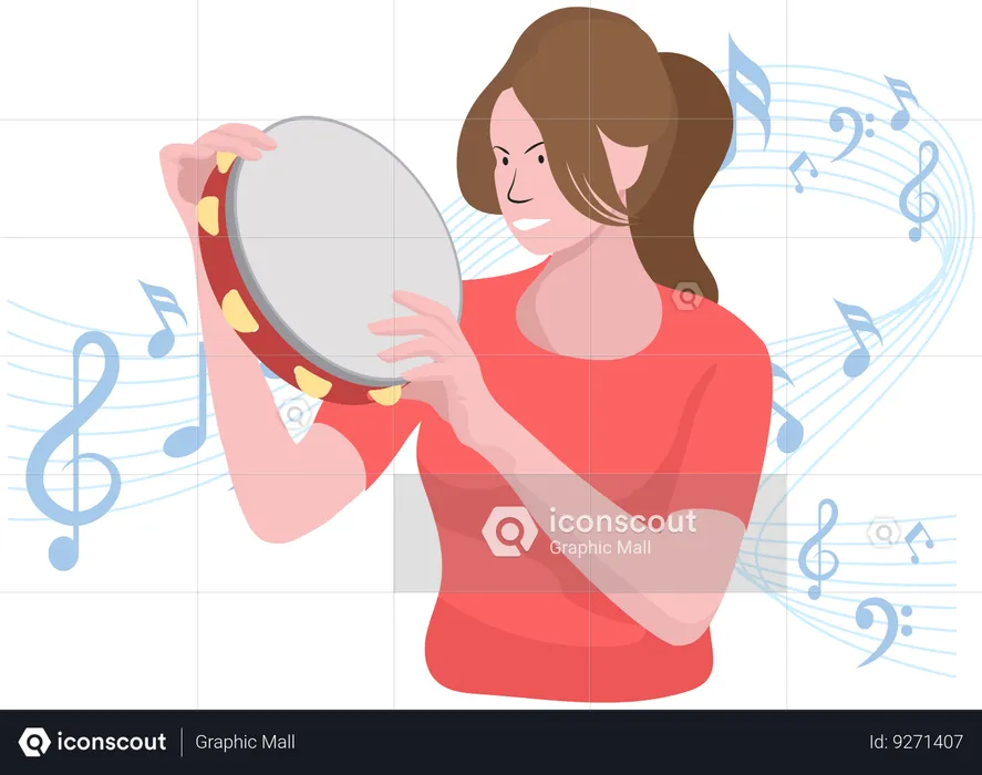 Mulher tocando pandeiro  Ilustração