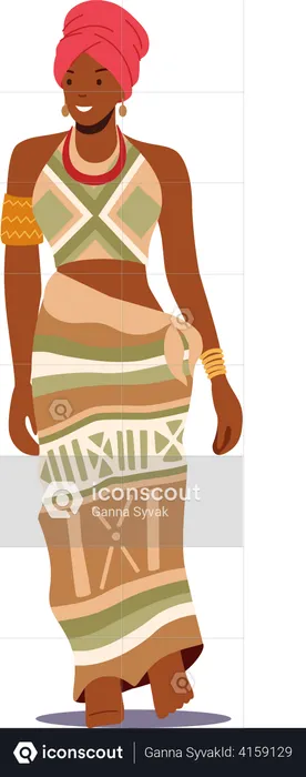 Mulher tribal vestindo roupas tradicionais  Ilustração